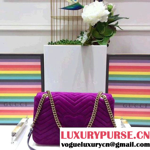 Gucci GG Marmont Embroidered "Loved" Applique Velvet Medium Bag 443496 Bordeaux 2017 (SPM-7092810 )