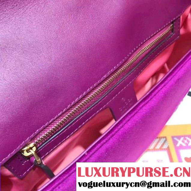 Gucci GG Marmont Embroidered "Loved" Applique Velvet Medium Bag 443496 Bordeaux 2017 (SPM-7092810 )