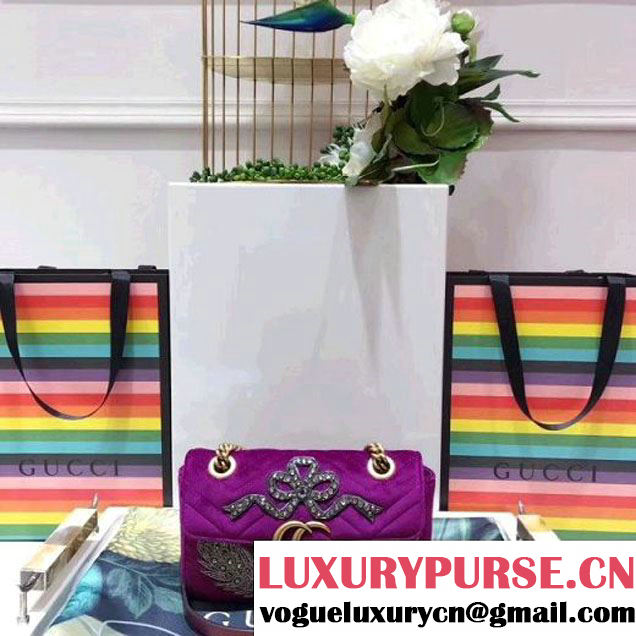 Gucci GG Marmont Embroidered Velvet Mini Bag 446744 Fuchsia 2017 (SPM-7092808 )