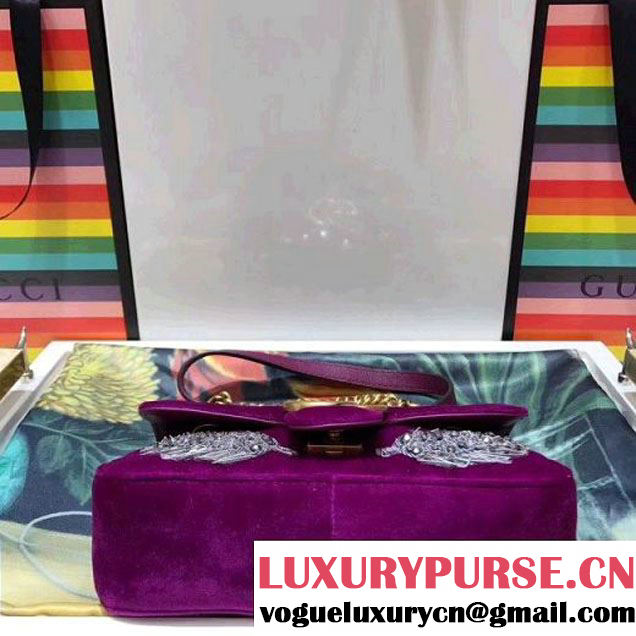 Gucci GG Marmont Embroidered Velvet Mini Bag 446744 Fuchsia 2017 (SPM-7092808 )