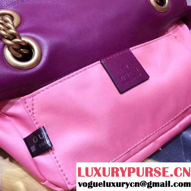 Gucci GG Marmont Embroidered Velvet Mini Bag 446744 Fuchsia 2017 (SPM-7092808 )