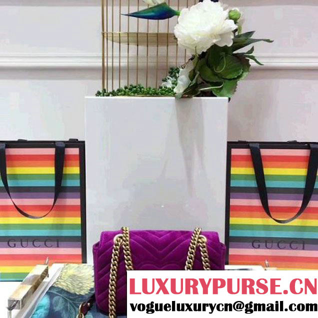 Gucci GG Marmont Embroidered Velvet Mini Bag 446744 Fuchsia 2017 (SPM-7092808 )