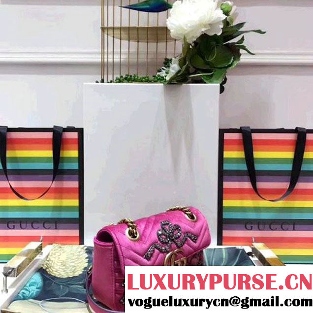 Gucci GG Marmont Embroidered Velvet Mini Bag 446744 Rosy 2017 (SPM-7092807 )
