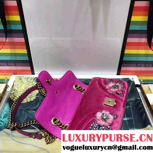 Gucci GG Marmont Embroidered Velvet Mini Bag 446744 Rosy 2017 (SPM-7092807 )
