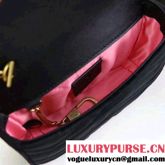 Gucci GG Marmont Velvet Matelassé Chevron Super Mini Chain Shoulder Bag 476433 Black 2017 (XYS-7092805 )