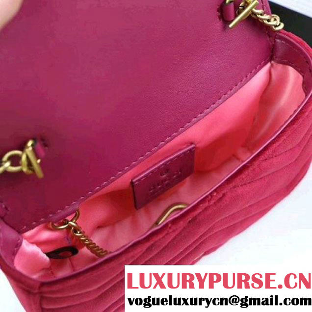 Gucci GG Marmont Velvet Matelassé Chevron Super Mini Chain Shoulder Bag 476433 Red 2017 (XYS-7092804 )