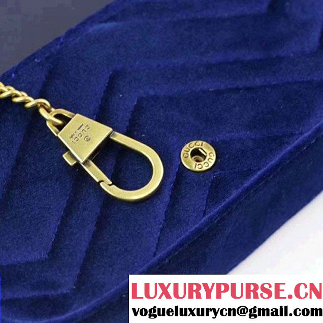 Gucci GG Marmont Velvet Matelassé Chevron Super Mini Chain Shoulder Bag 476433 Royal Blue 2017 (XYS-7092803 )