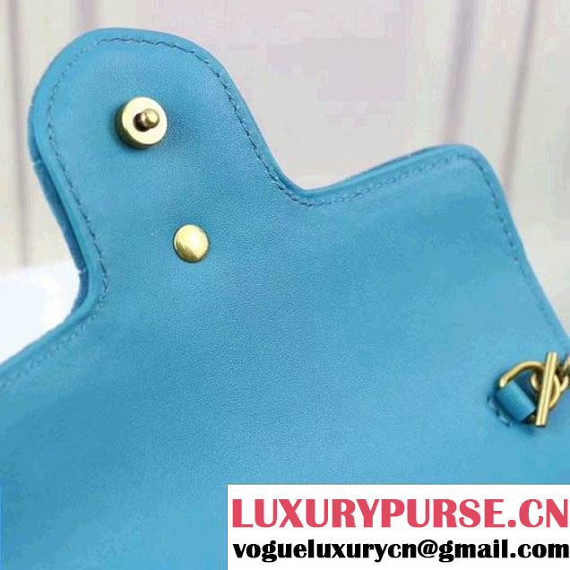 Gucci GG Marmont Velvet Matelassé Chevron Super Mini Chain Shoulder Bag 476433 Blue 2017 (XYS-7092802 )