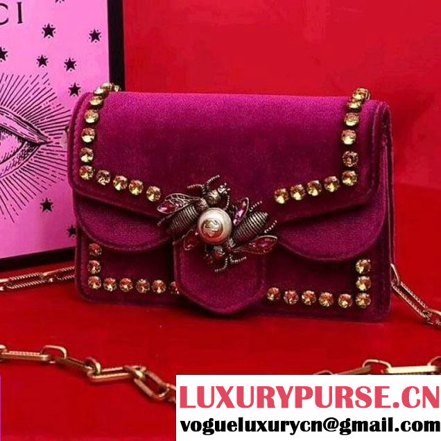 Gucci 489218 Broadway Velvet Mini Bag Fuchsia 2017 (SLP-7091517 )