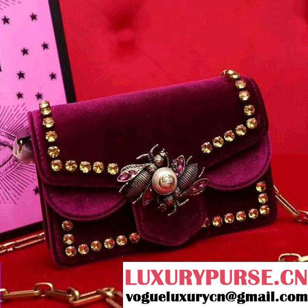 Gucci 489218 Broadway Velvet Mini Bag Fuchsia 2017 (SLP-7091517 )