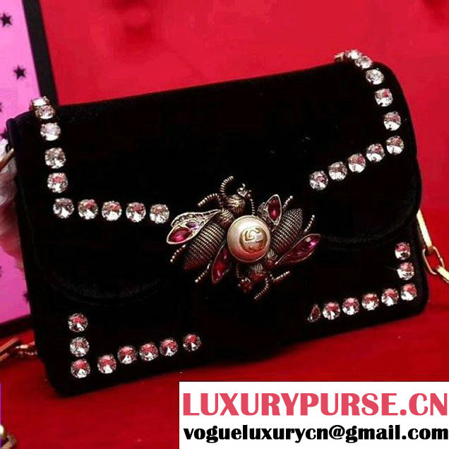 Gucci 489218 Broadway Velvet Mini Bag Black 2017 (SLP-7091516 )
