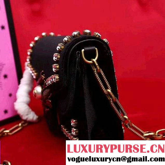 Gucci 489218 Broadway Velvet Mini Bag Black 2017 (SLP-7091516 )