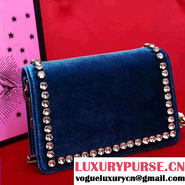 Gucci 489218 Broadway Velvet Mini Bag Cobalt Blue 2017 (SLP-7091515 )