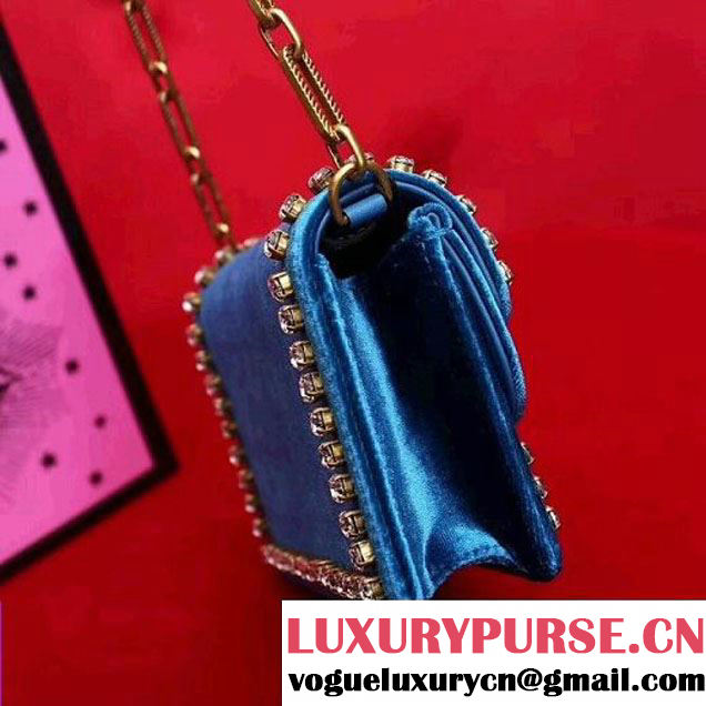 Gucci 489218 Broadway Velvet Mini Bag Cobalt Blue 2017 (SLP-7091515 )