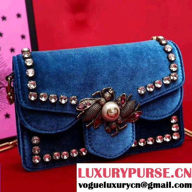 Gucci 489218 Broadway Velvet Mini Bag Cobalt Blue 2017 (SLP-7091515 )