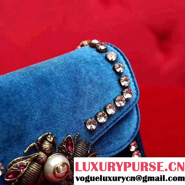 Gucci 489218 Broadway Velvet Mini Bag Cobalt Blue 2017 (SLP-7091515 )