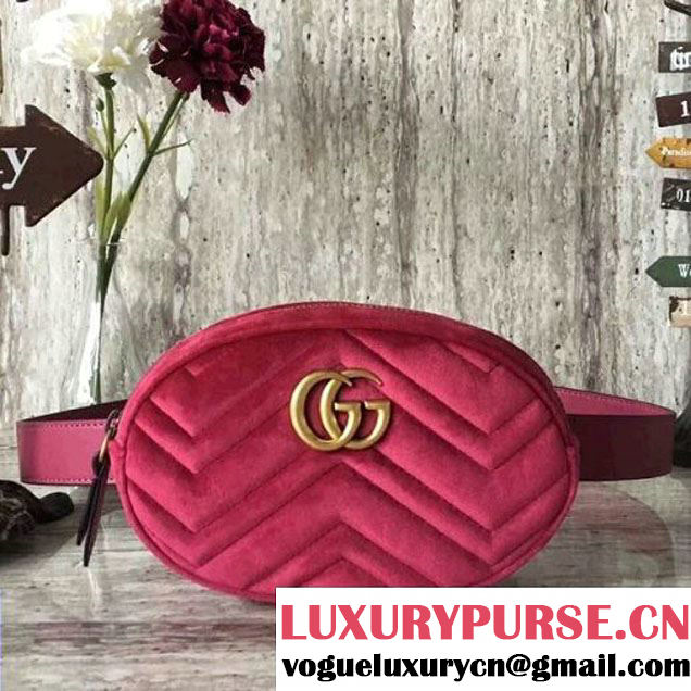 Gucci 476434 Marmont Matelassé Velvet Belt Bag Red 2017 (SLP-7091514 )