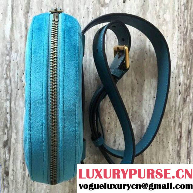 Gucci 476434 Marmont Matelassé Velvet Belt Bag Blue 2017 (SLP-7091513 )