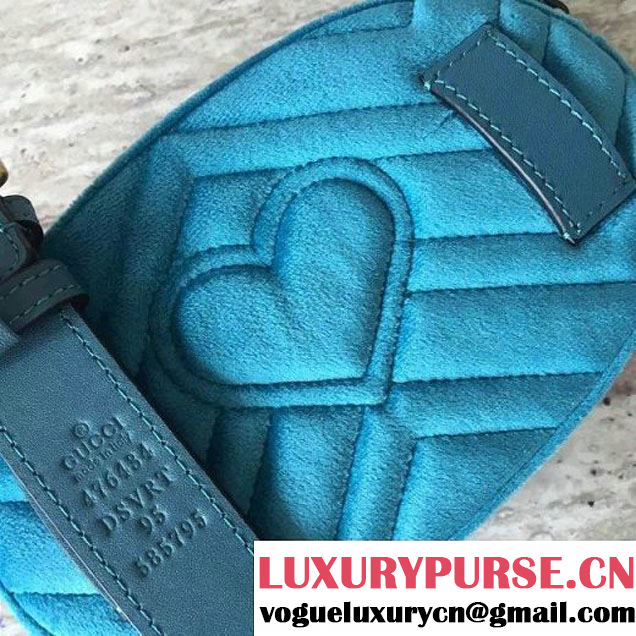 Gucci 476434 Marmont Matelassé Velvet Belt Bag Blue 2017 (SLP-7091513 )