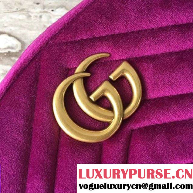 Gucci 476434 Marmont Matelassé Velvet Belt Bag Fuchsia 2017 (SLP-7091512 )