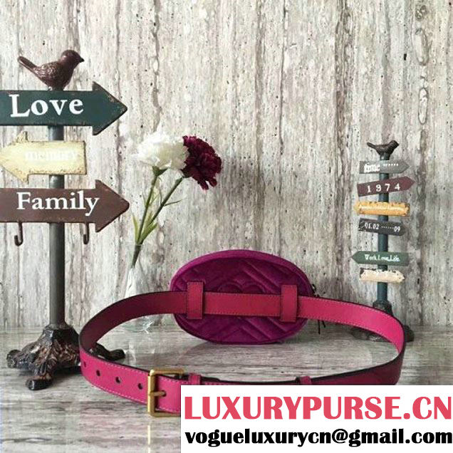 Gucci 476434 Marmont Matelassé Velvet Belt Bag Fuchsia 2017 (SLP-7091512 )
