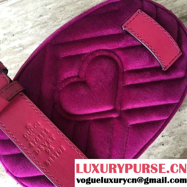Gucci 476434 Marmont Matelassé Velvet Belt Bag Fuchsia 2017 (SLP-7091512 )
