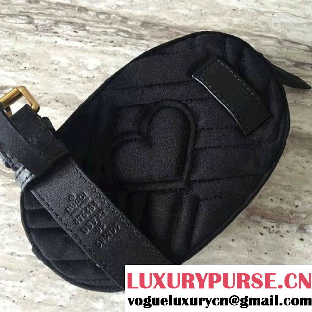 Gucci 476434 Marmont Matelassé Velvet Belt Bag Black 2017 (SLP-7091511 )