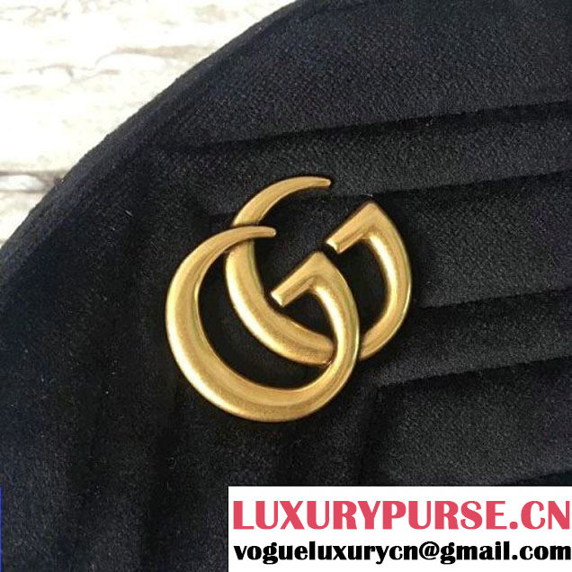 Gucci 476434 Marmont Matelassé Velvet Belt Bag Black 2017 (SLP-7091511 )