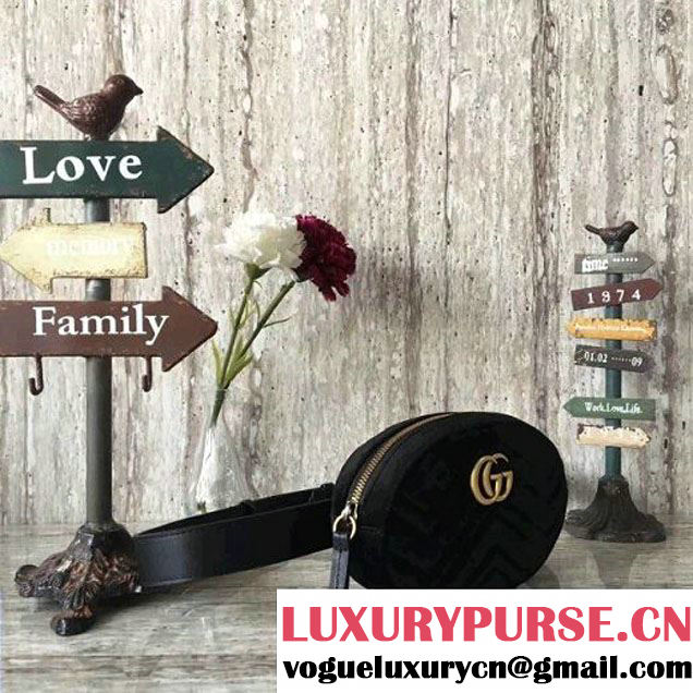 Gucci 476434 Marmont Matelassé Velvet Belt Bag Black 2017 (SLP-7091511 )