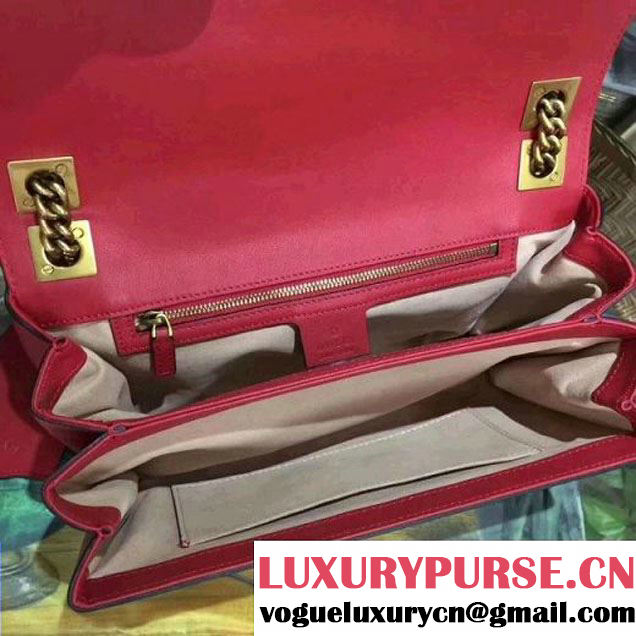 Gucci 477330 Osiride Leather Flap Bag With Crystals Red 2017 (XYS-7091510 )