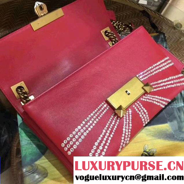 Gucci 477330 Osiride Leather Flap Bag With Crystals Red 2017 (XYS-7091510 )