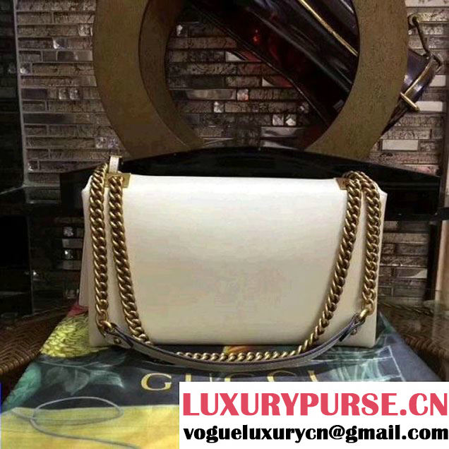 Gucci 477330 Osiride Leather Flap Bag With Crystals White 2017 (XYS-7091509 )