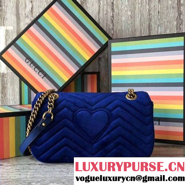 Gucci GG Marmont Velvet Small Shoulder Bag 443497 Cobalt Blue 2017 (SLP-7091507 )