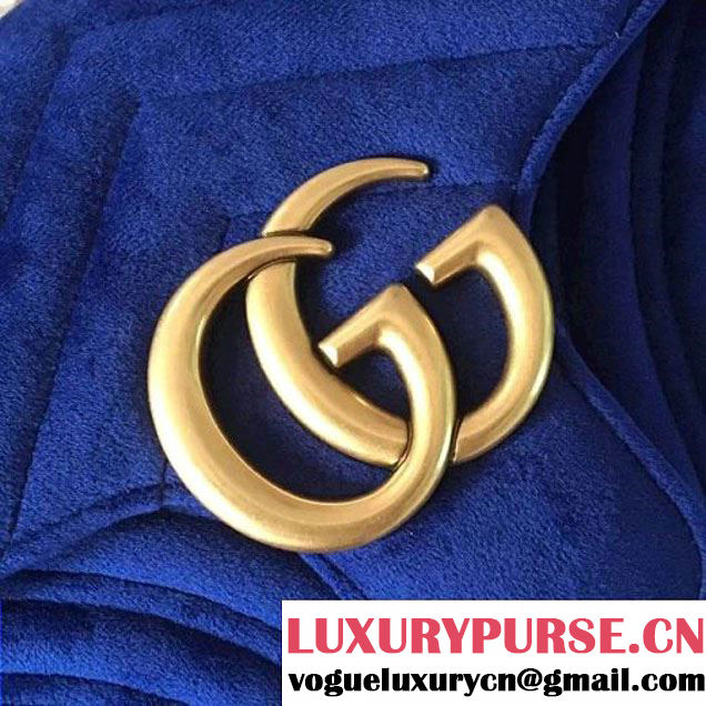 Gucci GG Marmont Velvet Small Shoulder Bag 443497 Cobalt Blue 2017 (SLP-7091507 )
