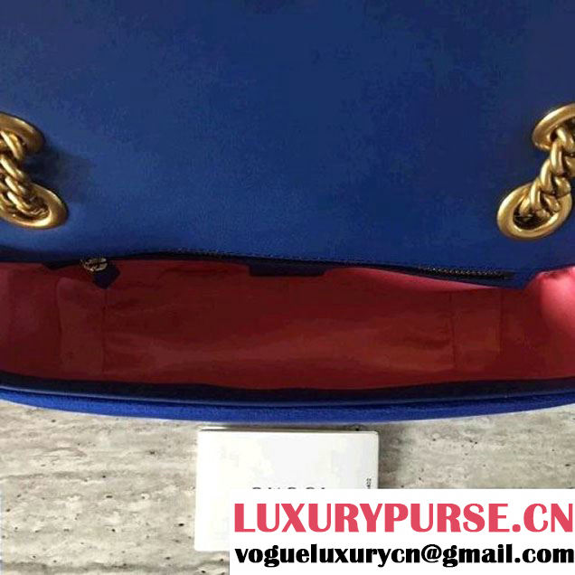 Gucci GG Marmont Velvet Small Shoulder Bag 443497 Cobalt Blue 2017 (SLP-7091507 )
