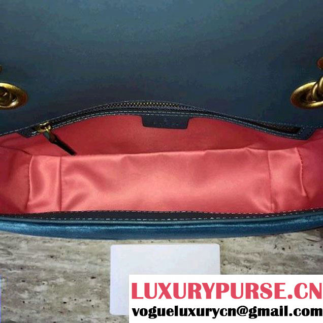 Gucci GG Marmont Velvet Small Shoulder Bag 443497 Blue 2017 (SLP-7091506 )