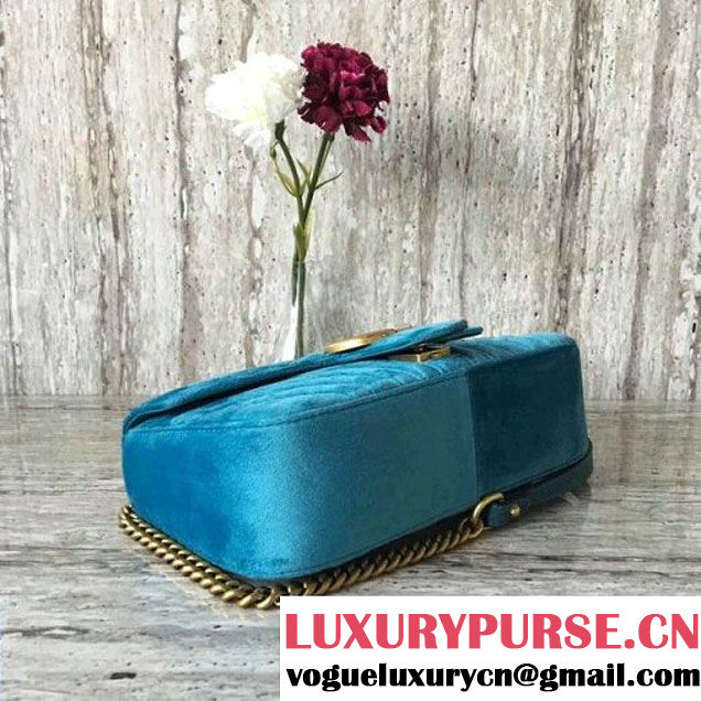 Gucci GG Marmont Velvet Small Shoulder Bag 443497 Blue 2017 (SLP-7091506 )