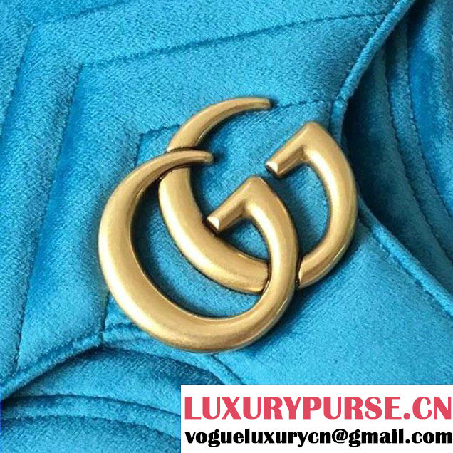 Gucci GG Marmont Velvet Small Shoulder Bag 443497 Blue 2017 (SLP-7091506 )