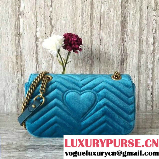 Gucci GG Marmont Velvet Small Shoulder Bag 443497 Blue 2017 (SLP-7091506 )