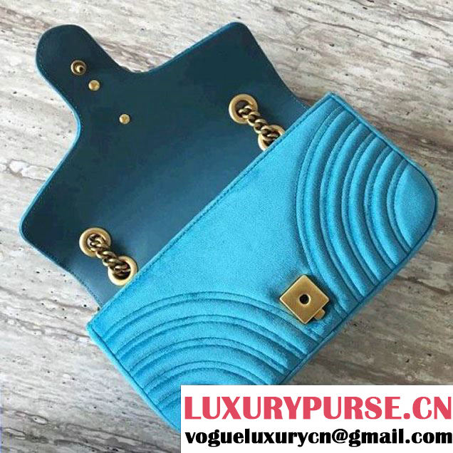 Gucci GG Marmont Velvet Small Shoulder Bag 443497 Blue 2017 (SLP-7091506 )