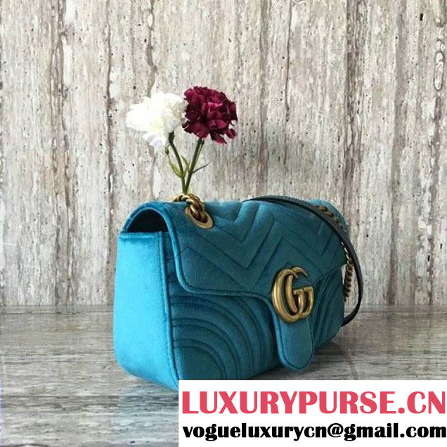 Gucci GG Marmont Velvet Small Shoulder Bag 443497 Blue 2017 (SLP-7091506 )