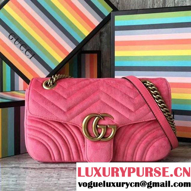 Gucci GG Marmont Velvet Small Shoulder Bag 443497 Pink 2017 (SLP-7091505 )