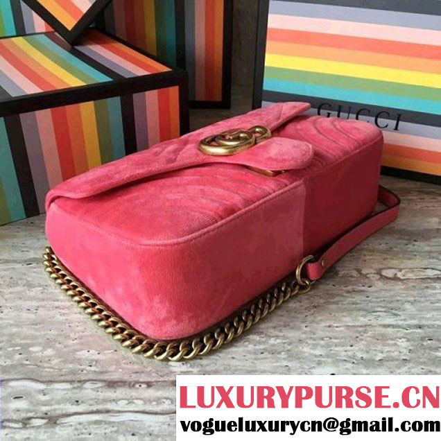 Gucci GG Marmont Velvet Small Shoulder Bag 443497 Pink 2017 (SLP-7091505 )