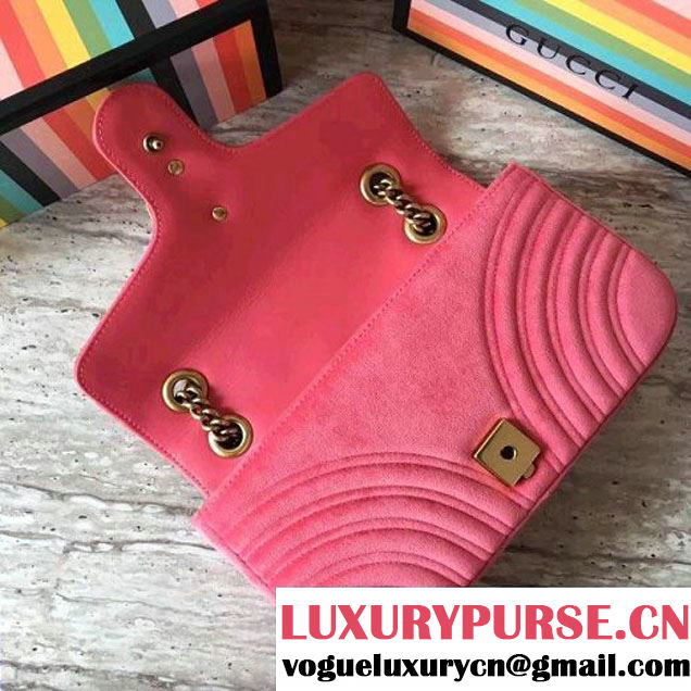 Gucci GG Marmont Velvet Small Shoulder Bag 443497 Pink 2017 (SLP-7091505 )