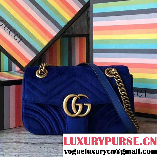 Gucci GG Marmont Velvet Mini Shoulder Bag 446744 Cobalt Blue 2017 (SLP-7091504 )
