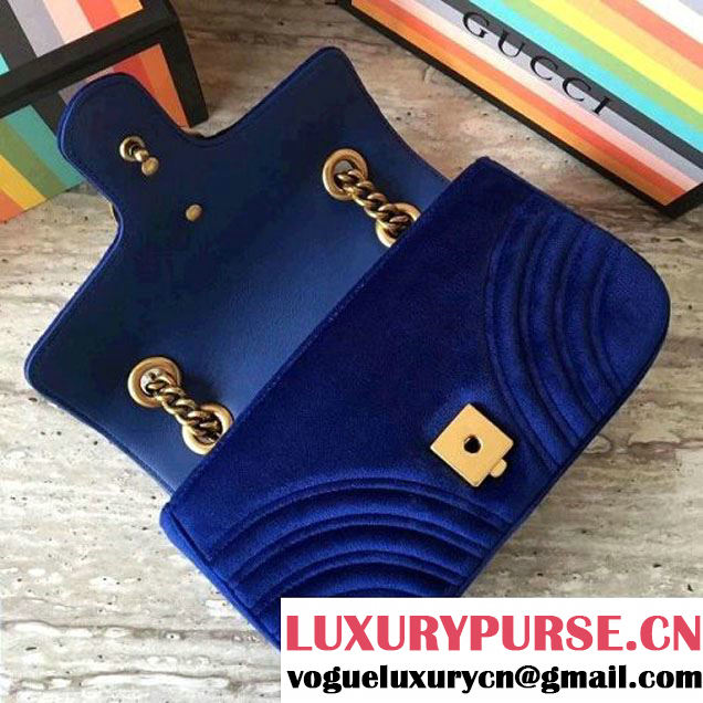 Gucci GG Marmont Velvet Mini Shoulder Bag 446744 Cobalt Blue 2017 (SLP-7091504 )