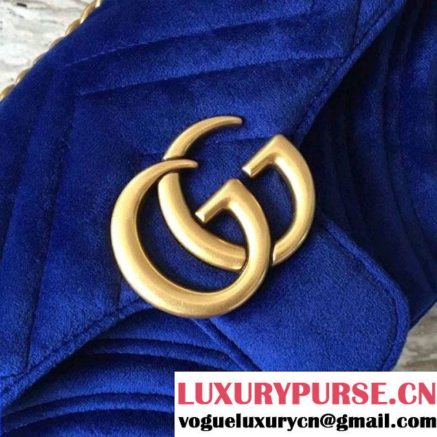 Gucci GG Marmont Velvet Mini Shoulder Bag 446744 Cobalt Blue 2017 (SLP-7091504 )