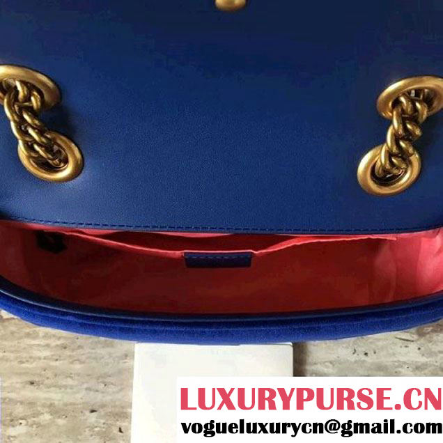 Gucci GG Marmont Velvet Mini Shoulder Bag 446744 Cobalt Blue 2017 (SLP-7091504 )