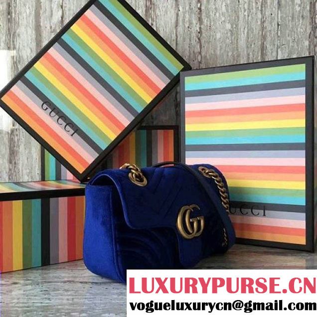 Gucci GG Marmont Velvet Mini Shoulder Bag 446744 Cobalt Blue 2017 (SLP-7091504 )