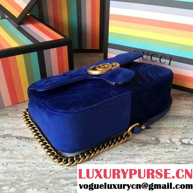 Gucci GG Marmont Velvet Mini Shoulder Bag 446744 Cobalt Blue 2017 (SLP-7091504 )